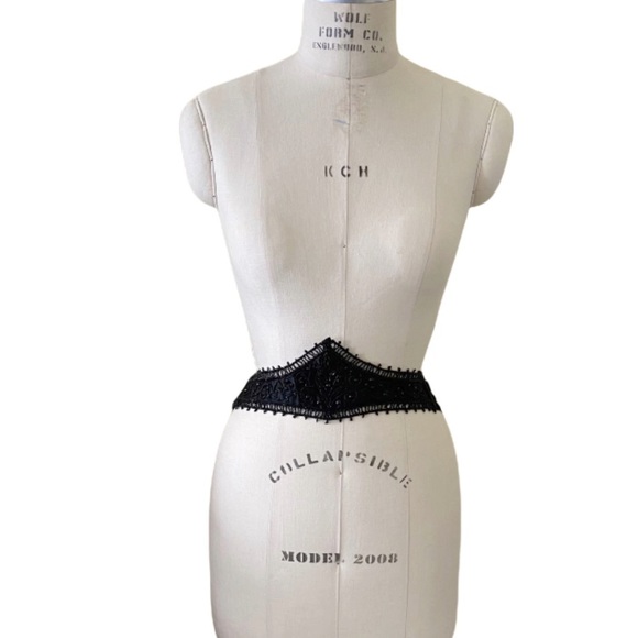 Vintage Women's Black Victorian Style Beaded Corset Belt